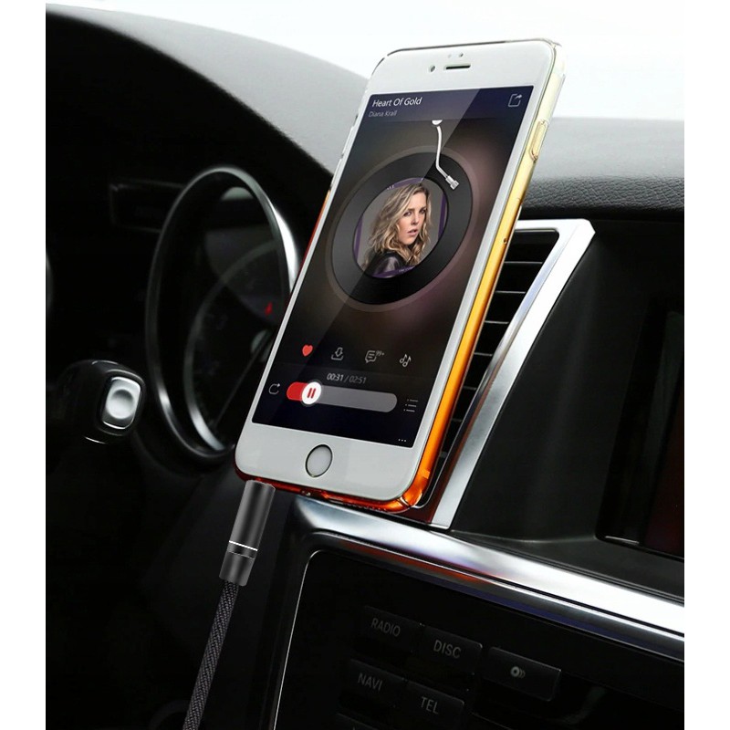 Cablu audio 3,5mm nylon AUX mini jack 95cm megamix.sk