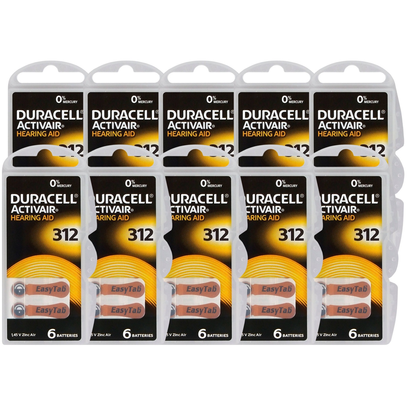 baterii pentru aparatul auditiv 60 buc Duracell DA312/6C megamix.sk