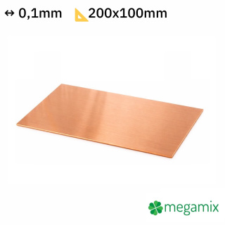 Tabla de cupru grosime 0,1 mm dimensiune 200x100 mm formă cupru Cu