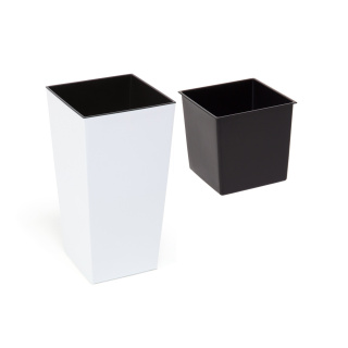 Biely kvetináč hlboký 25x25h47cm s vložkou