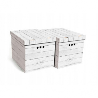 Dekoratívna kartónová krabica 2ks vzor sivá doska XL