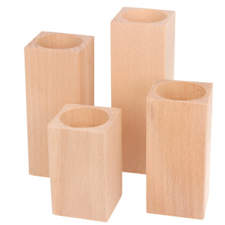 Sfeșnice din lemn pătrate 4 buc 8-10-12-14cm