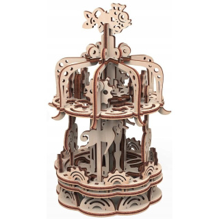 Drevený 3D model puzzle kolotoč