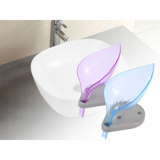 Elegantný držiak na mydlo list 11x12x9cm fialový sivý