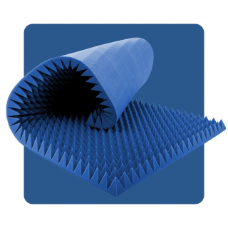 Panou acustic din spumă Piramidă 200×100 cm 6 cm albastru