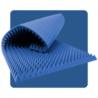 Panou acustic spumă Piramidă 200×100 cm 8 cm albastru