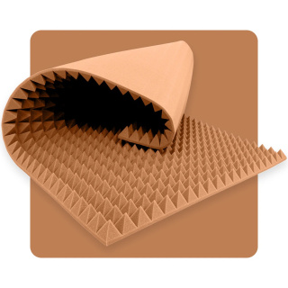 Panou acustic spumă Piramidă 200×100 cm 7 cm maro