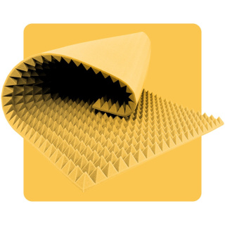 Panou acustic spumă Piramidă 200×100 cm 8 cm galben