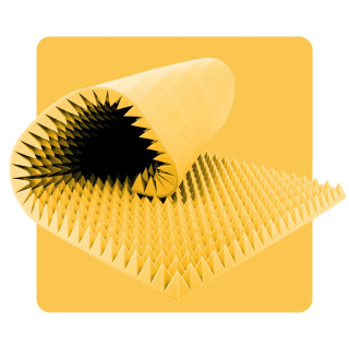 Panou acustic spumă Piramidă 200×100 cm 7 cm galben