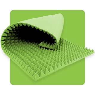 Panou acustic spumă Piramidă 200×100 cm 4 cm verde deschis