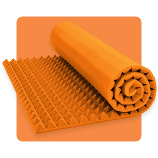 Panou acustic spumă Piramidă 200×100 cm 4 cm portocaliu