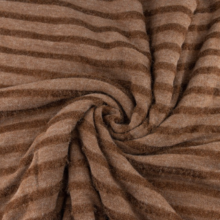 Látka svetrová pletenina hrdzavá pruhy vzor 0,5m