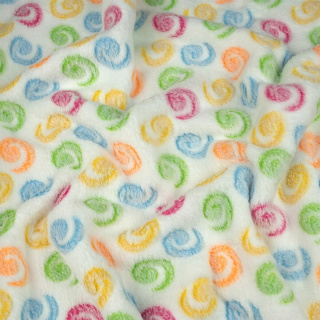 Látka polar krémová mäkká farebný vzor 0,5m