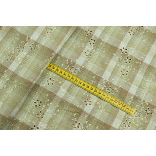 Látka popelín bavlnená výšivka kocka kvety vzor 0,5m