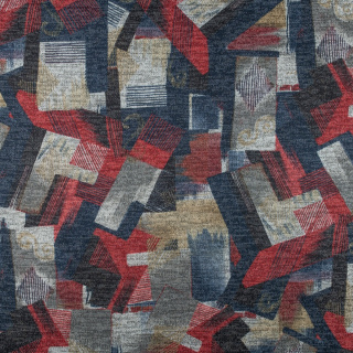 Látka pletenina lurex námornícka modrá geometrický vzor 0,5m