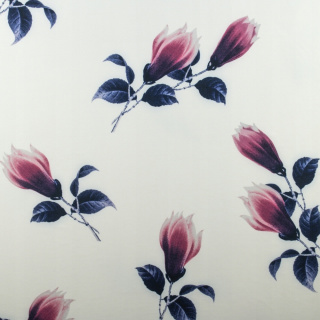 Látka Jersey ITY biela hladká pletenina kvety 0,5m