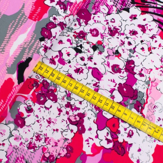 Látka Jersey ITY ružová kvety pletenina 0,5m