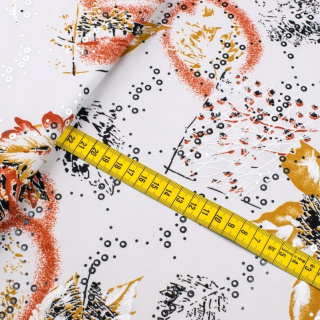 Látka Jersey ITY biela listy pletenina 0,5m