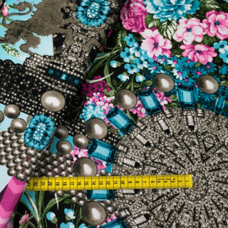 Látka Jersey ITY ružová kvety pletenina 0,5m