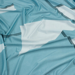 Látka Jersey ITY tyrkysová vzor pletenina 0,5m