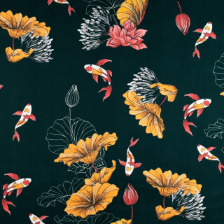 Látka Jersey ITY Kimo hladká kvety pletenina 0,5m