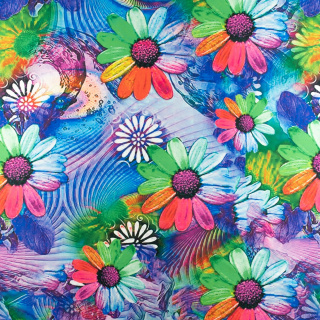 Látka Jersey ITY Kimo kvety vzor pletenina 0,5m