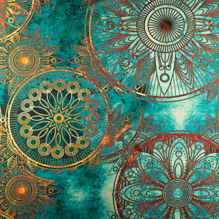 Látka Jersey ITY zelená orientálny vzor pletenina 0,5m