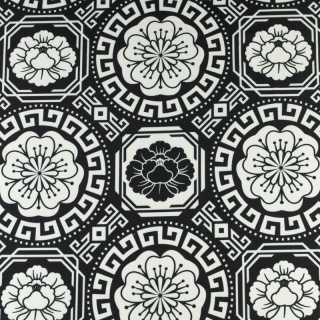 Látka Jersey ITY čierna grécka mandala pletenina 0,5m