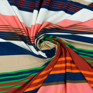 Látka Jersey ITY farebná pruhy vzor pletenina 0,5m