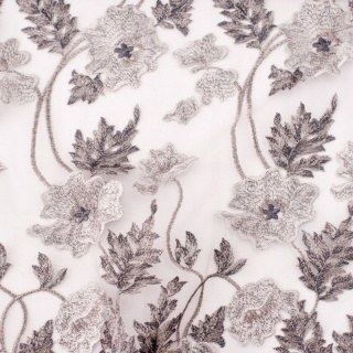Látka čipka sivá mäkká kvety 0,5m