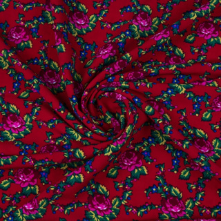 Látka krep červená ľudový vzor bukovinský 0,5m