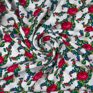 Látka krep biela ľudový vzor bukovinský 0,5m