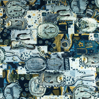 Látka Silki sivá-námornícka modrá nášivky vzor 0,5m