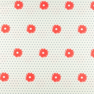 Látka Silki ecru sedmokrásky bodky vzor 0,5m