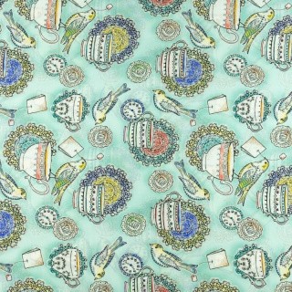 Látka Silki mätová šálky hodiny vzor 0,5m