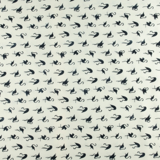 Látka Silki ecru čierne plameniaky vzor 0,5m