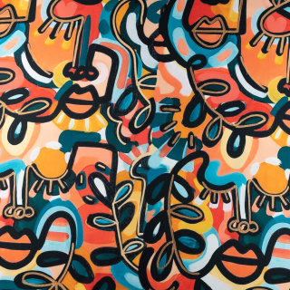 Látka viskóza twill hladká Pablo Picasso vzor 0,5m