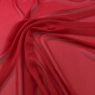 Látka šifón červená hladká bez vzoru 0,5m