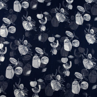 Látka šifón krešovaný námornícka modrá hladká kvety 0,5m