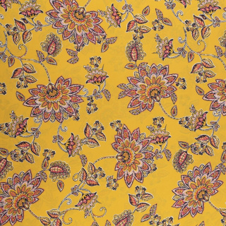 Látka šifón tmavá žltá hladká kvety vzor 0,5m