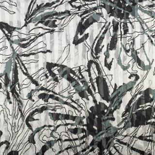 Látka šifón sivá hladká kvety vzor 0,5m