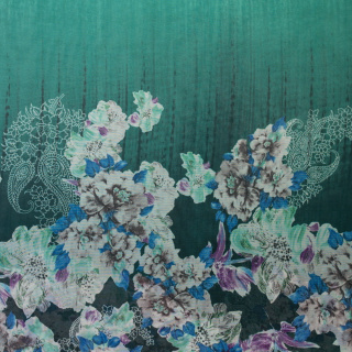 Látka šifón bordúra obojstranná hladká kvety vzor 0,5m