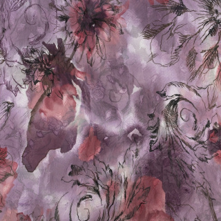 Látka šifón vyšívaný fialová hladká kvety 0,5m