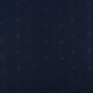 Látka šifón vyšívaný námornícka modrá hladká kvety 0,5m