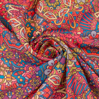 Látka šifón červená hladká orientálny vzor 0,5m