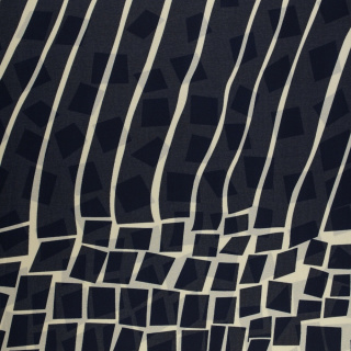 Látka šifón námornícka modrá hladká abstrakcia vzor 0,5m