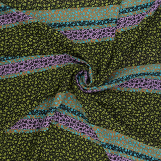 Látka šifón zelená hladká kvety vzor 0,5m