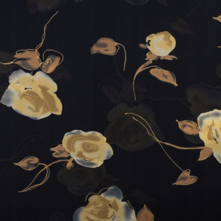 Látka šifón námornícka modrá hladká kvety vzor 0,5m