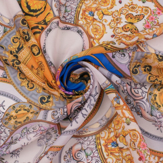 Látka šifón ružová modrá hladká taliansky vzor 0,5m