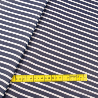 Látka šifón námornícka modrá hladká pruhy vzor 0,5m